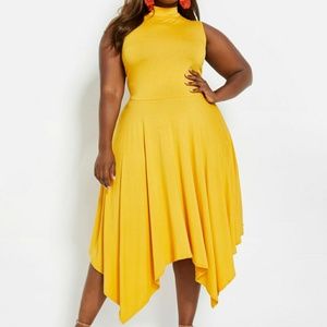 MOCK NECK HANDKERCHIEF DRESS